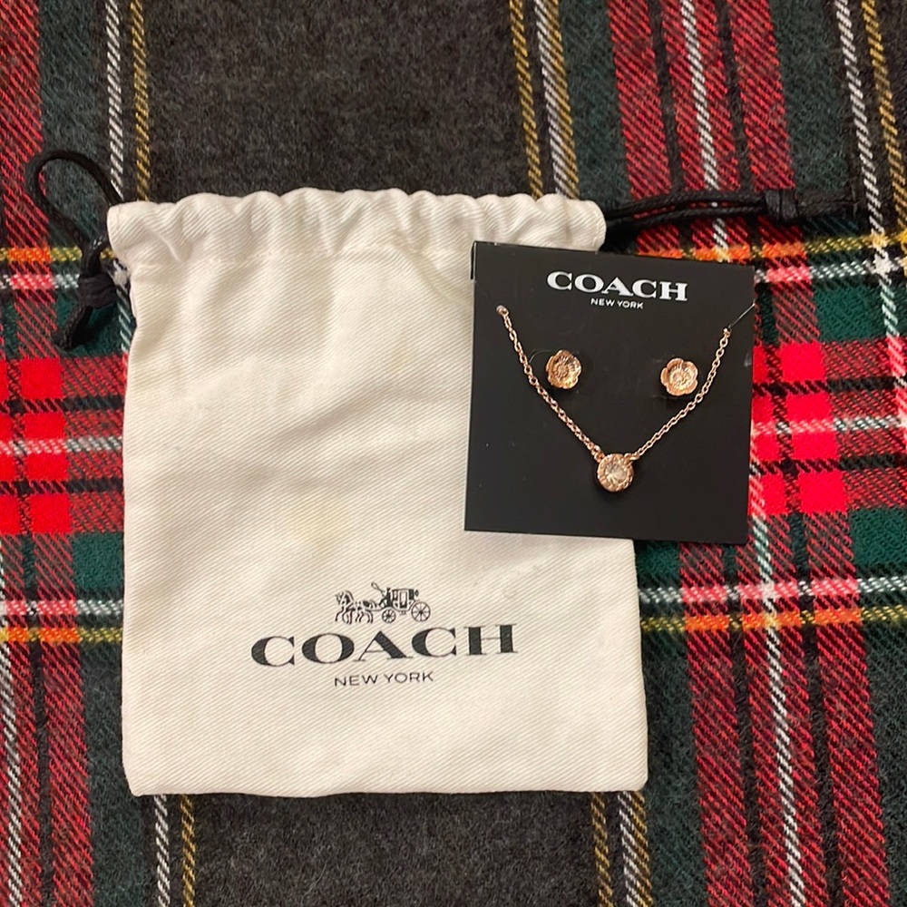 Coach Stud Earrings and Necklace set
